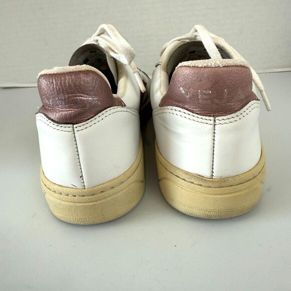 Veja Leather V-10 Lace Up Sneakers White Metallic Pink Shoes Women's 9 (EU 40) - Picture 4 of 9